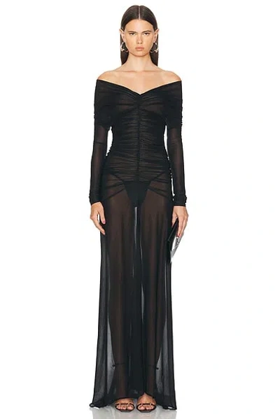 Atlein V-neck Cut Out Gown In Black
