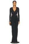 Atlein V-neck Cut Out Pocket Gown In Blue