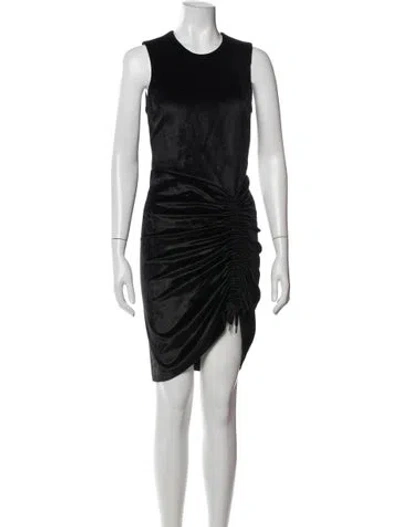 Pre-owned Atlein Velour Mini Dress In Black