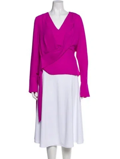 Pre-owned Atlein V-neck Long Sleeve Blouse In Purple