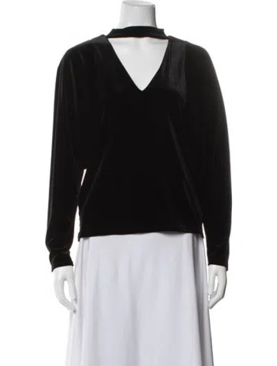 Pre-owned Atlein V-neck Long Sleeve Top In Black