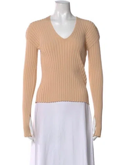 Pre-owned Atlein V-neck Long Sleeve Top In Neutral