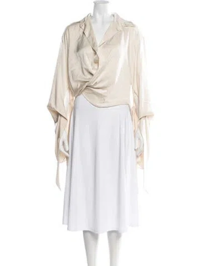 Pre-owned Atlein V-neck Long Sleeve Top In Neutral