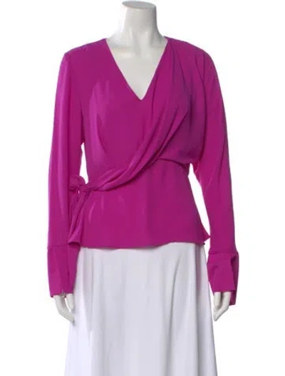 Pre-owned Atlein V-neck Long Sleeve Top In Purple