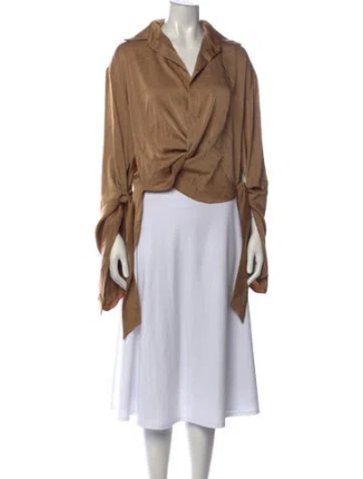 Pre-owned Atlein V-neck Long Sleeve Top W/ Tags In Brown/neutrals