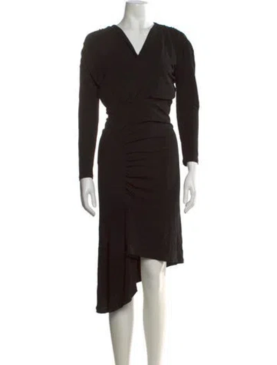 Pre-owned Atlein V-neck Midi Length Dress In Black