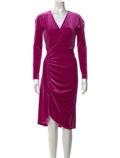 Pre-owned Atlein V-neck Midi Length Dress In Pink