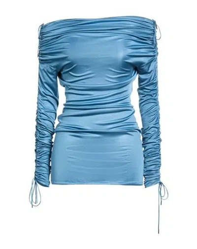 Atlein Woman Mini Dress Slate Blue Size 4 Viscose