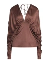 Atlein Woman Top Brown Size 8 Viscose In Brown
