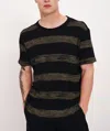 Atm Anthony Thomas Melillo 2x1 Rib With Sunbleached Stripe Short Sleeve Crew Neck Tee In Black