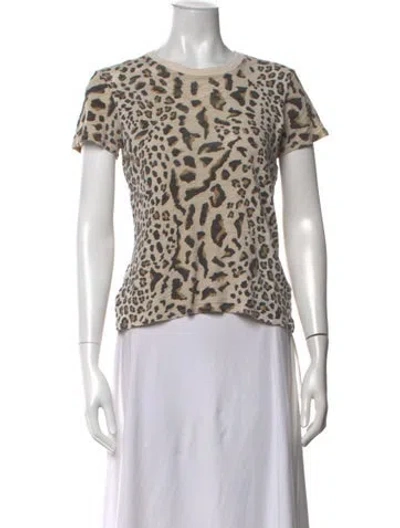Pre-owned Atm Anthony Thomas Melillo Animal Print Crew Neck T-shirt In Neutrals