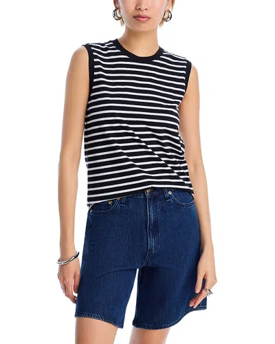 Atm Anthony Thomas Melillo Anthony Thomas Melillo Striped Sleeveless Jersey Top In Black/white