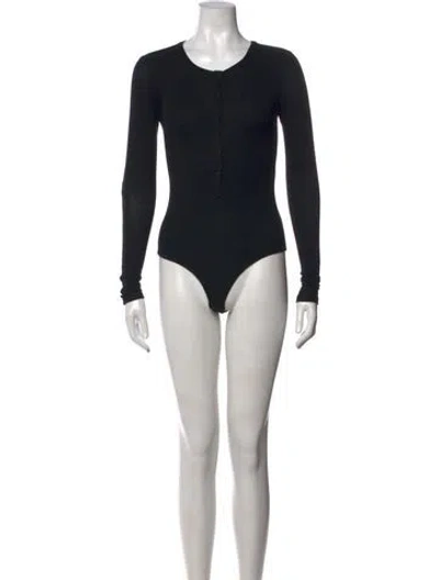 Pre-owned Atm Anthony Thomas Melillo Atm Crew Neck Long Sleeve Bodysuit In Blue