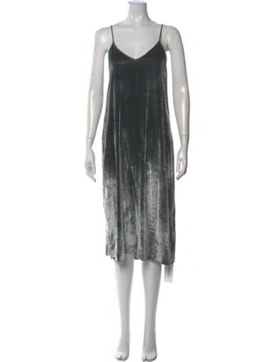 Pre-owned Atm Anthony Thomas Melillo Atm Velvet Midi Length Dress In Gray