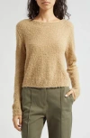 Atm Anthony Thomas Melillo Wool-blend Boucle Long-sleeve Low-back Sweater In Soft Fawn