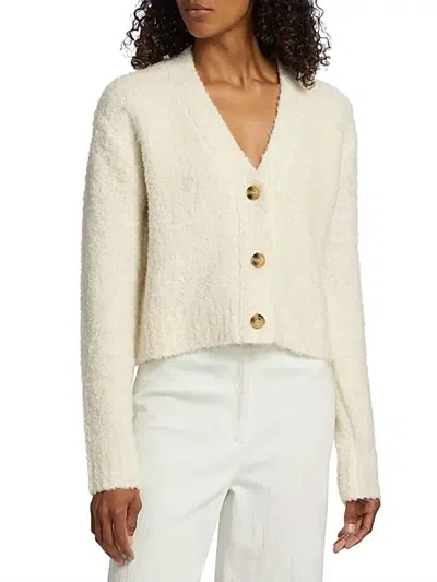 Atm Anthony Thomas Melillo Boucle Cropped Cardigan In Chalk In Neutral