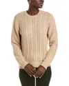 Atm Anthony Thomas Melillo Cotton Blend Cable Crew Neck Sweater In Brown