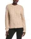 Atm Anthony Thomas Melillo Cotton Blend Cable Crew Neck Sweater In Neutral