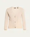 Atm Anthony Thomas Melillo Cashmere Long Sleeve Cardigan In Soft Oatmeal