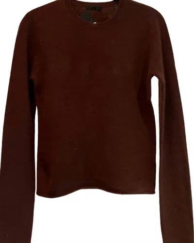 Atm Anthony Thomas Melillo Cashmere Long Sleeve Crew Neck Sweater In Chocolate In Gold