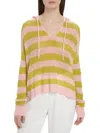 Atm Anthony Thomas Melillo Cashmere Mesh Stripe Hoodie In Ballet Pink In Multi