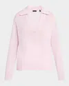 Atm Anthony Thomas Melillo Cashmere Oversized Polo Sweater In Faded Petunia