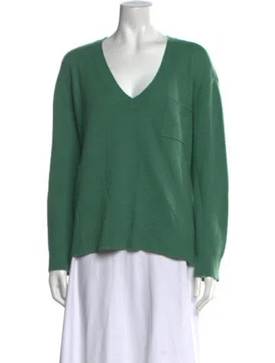 Pre-owned Atm Anthony Thomas Melillo Cashmere V-neck Sweater In Green