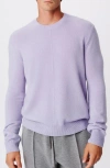 Atm Anthony Thomas Melillo Wool Cashmere Seamed Crew Neck Sweater In Skyflower