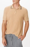 Atm Anthony Thomas Melillo Pique With Chroma Wash Short Sleeve Polo In Desert Tan