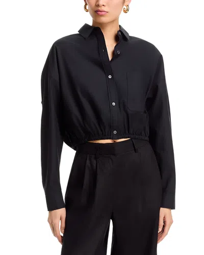 Atm Anthony Thomas Melillo Cinched Hem Cropped Shirt In Black