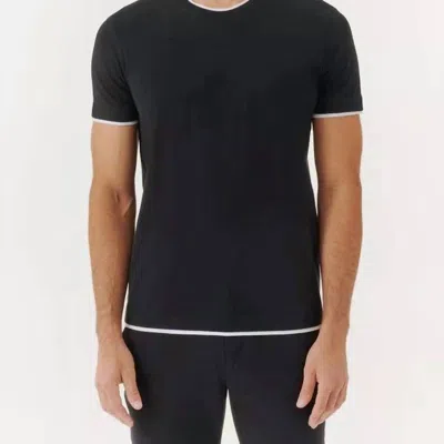 Atm Anthony Thomas Melillo Classic Jersey Double Trim Tee In Black/white