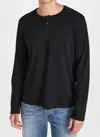 Atm Anthony Thomas Melillo Classic Jersey Long Sleeve Henley Top In Black In Black