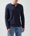 Atm Anthony Thomas Melillo Classic Jersey Long Sleeve Henley In Multi