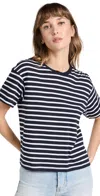 Atm Anthony Thomas Melillo Classic Jersey Stripe Boy Tee In Midnight White