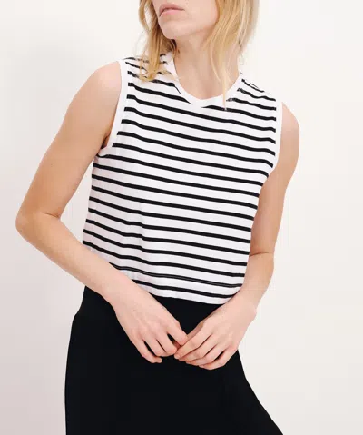 Atm Anthony Thomas Melillo Classic Jersey Stripe Sleeveless Cropped Muscle Tee In White-black