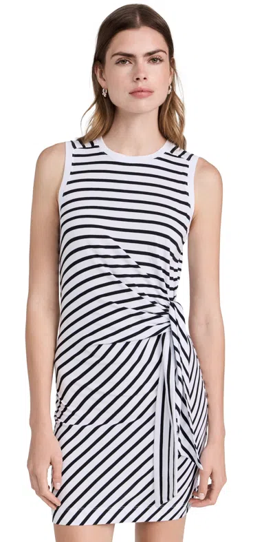 Atm Anthony Thomas Melillo Classic Jersey Stripe Twisted Sleeveless Mini Dress In White Black