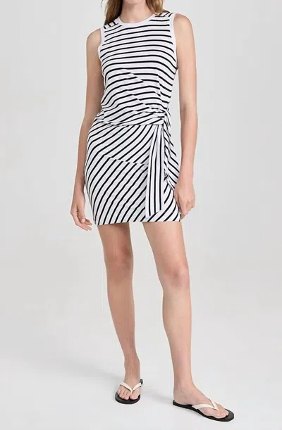 Atm Anthony Thomas Melillo Classic Jersey Stripe Twisted Sleeveless Mini Dress In White Black