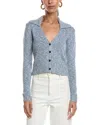 Atm Anthony Thomas Melillo Crop Collared Cardigan In Blue