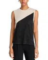Atm Anthony Thomas Melillo Color Blocked Sleeveless Top In Soft Beige/black