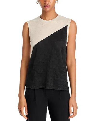 Atm Anthony Thomas Melillo Color Blocked Sleeveless Top In Soft Beige/black