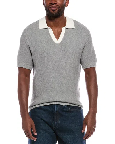 Atm Anthony Thomas Melillo Colorblocked Cashmere-blend Polo Sweater In Gray