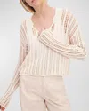 Atm Anthony Thomas Melillo Crochet Sweater In Faded Hazelwood Marl