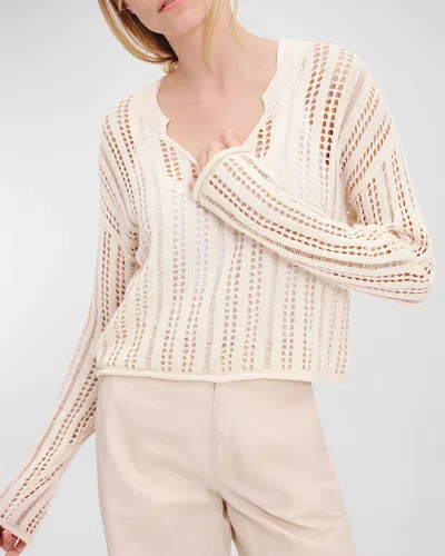 Atm Anthony Thomas Melillo Crochet Sweater In Beige