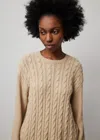 Atm Anthony Thomas Melillo Cotton Blend Cable Crew Neck Sweater In Shiitake