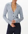 Atm Anthony Thomas Melillo Crop Collared Cardigan In Pastel Blue Marl