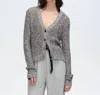 Atm Anthony Thomas Melillo Cotton Blend Rib Detail Cardigan In Black Marl In Gray