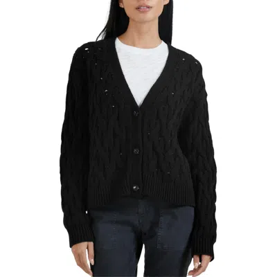Atm Anthony Thomas Melillo Cotton Cashmere Cable Knit Cardigan In Black