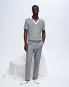 Atm Anthony Thomas Melillo Cotton Cashmere Colorblock Short Sleeve Polo In Heather Shark-chalk