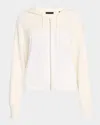 Atm Anthony Thomas Melillo Cotton Cashmere Mixed Media Zip-up Hoodie Sweater In Chalk