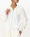 Atm Anthony Thomas Melillo Cotton Cashmere Mixed Media Zip-up Hoodie Sweater In Chalk
